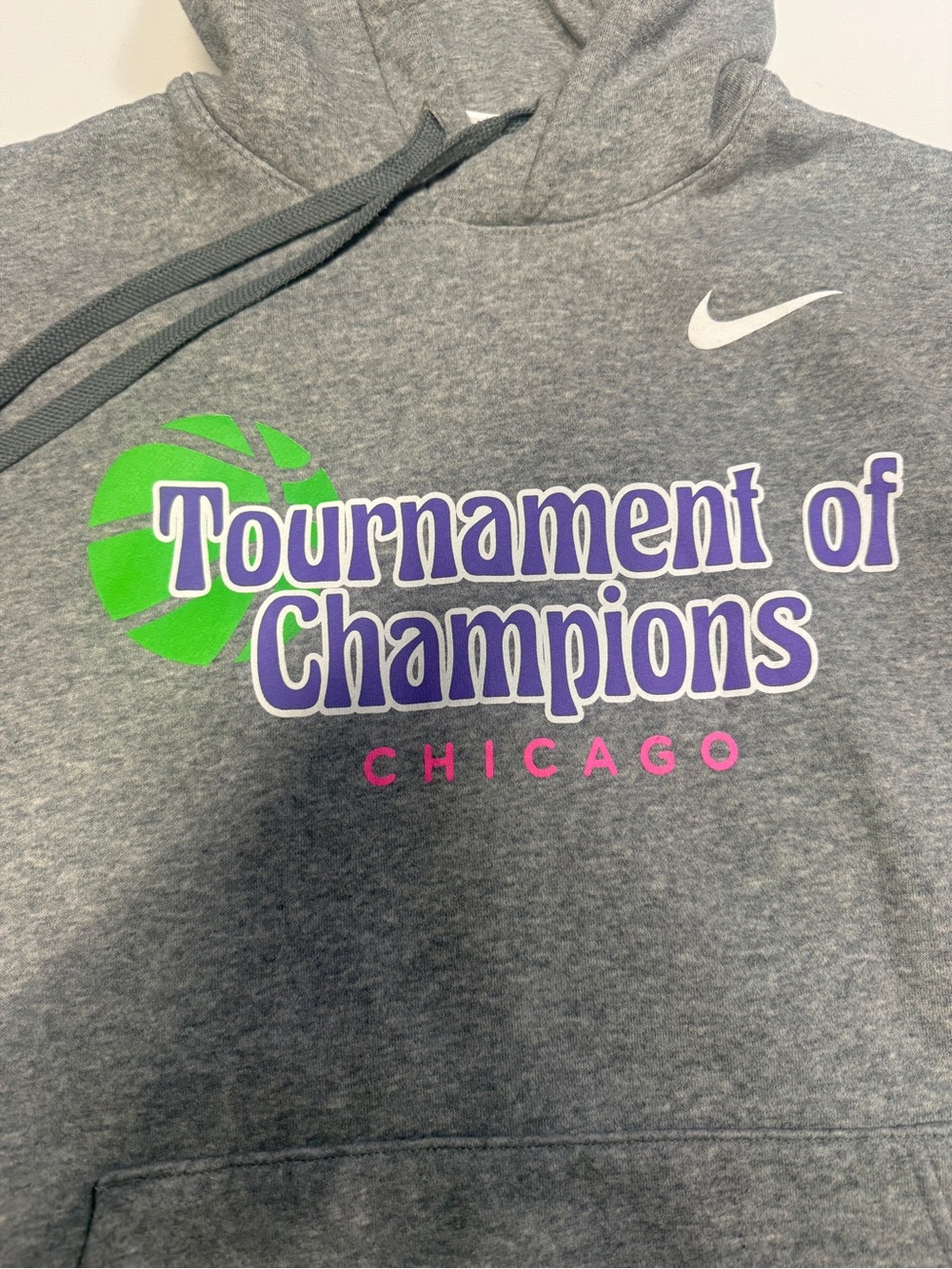 Nike Gray Hoodie with Green & Purple Tournament Graphic - Picture 2 of 7